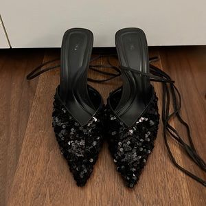 Zara Sequin Heels